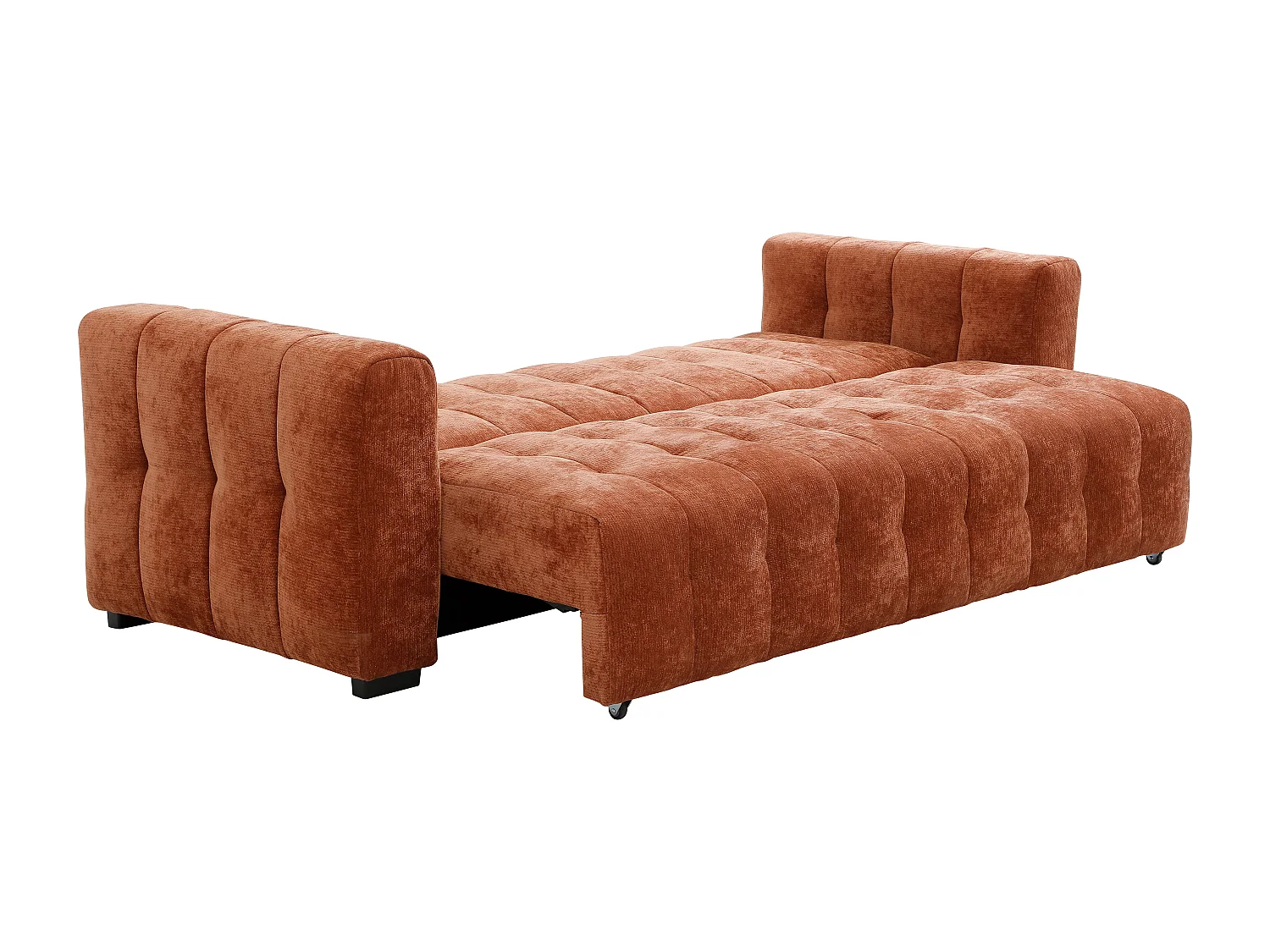 Canapé 3 places convertible en tissu texturé terracotta PANILO