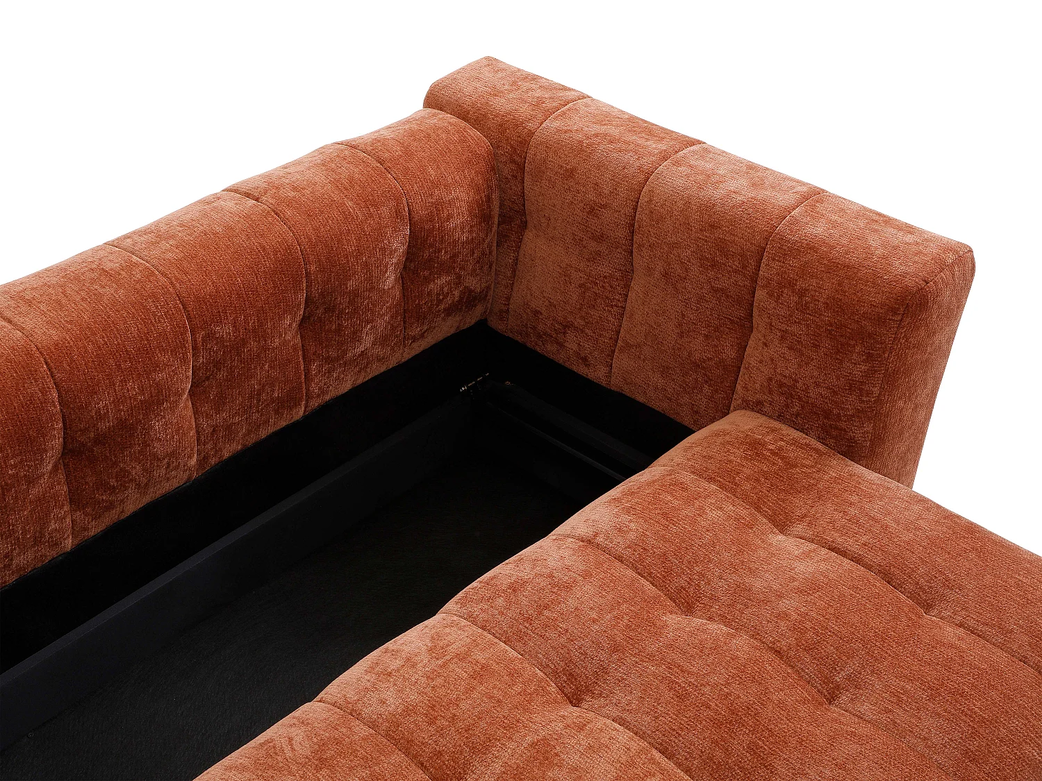 Canapé 3 places convertible en tissu texturé terracotta PANILO