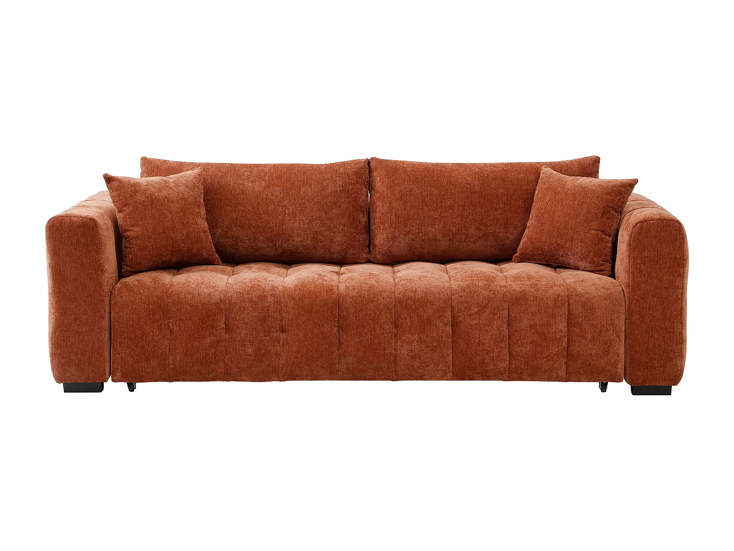 Canapé 3 places convertible en tissu texturé terracotta PANILO