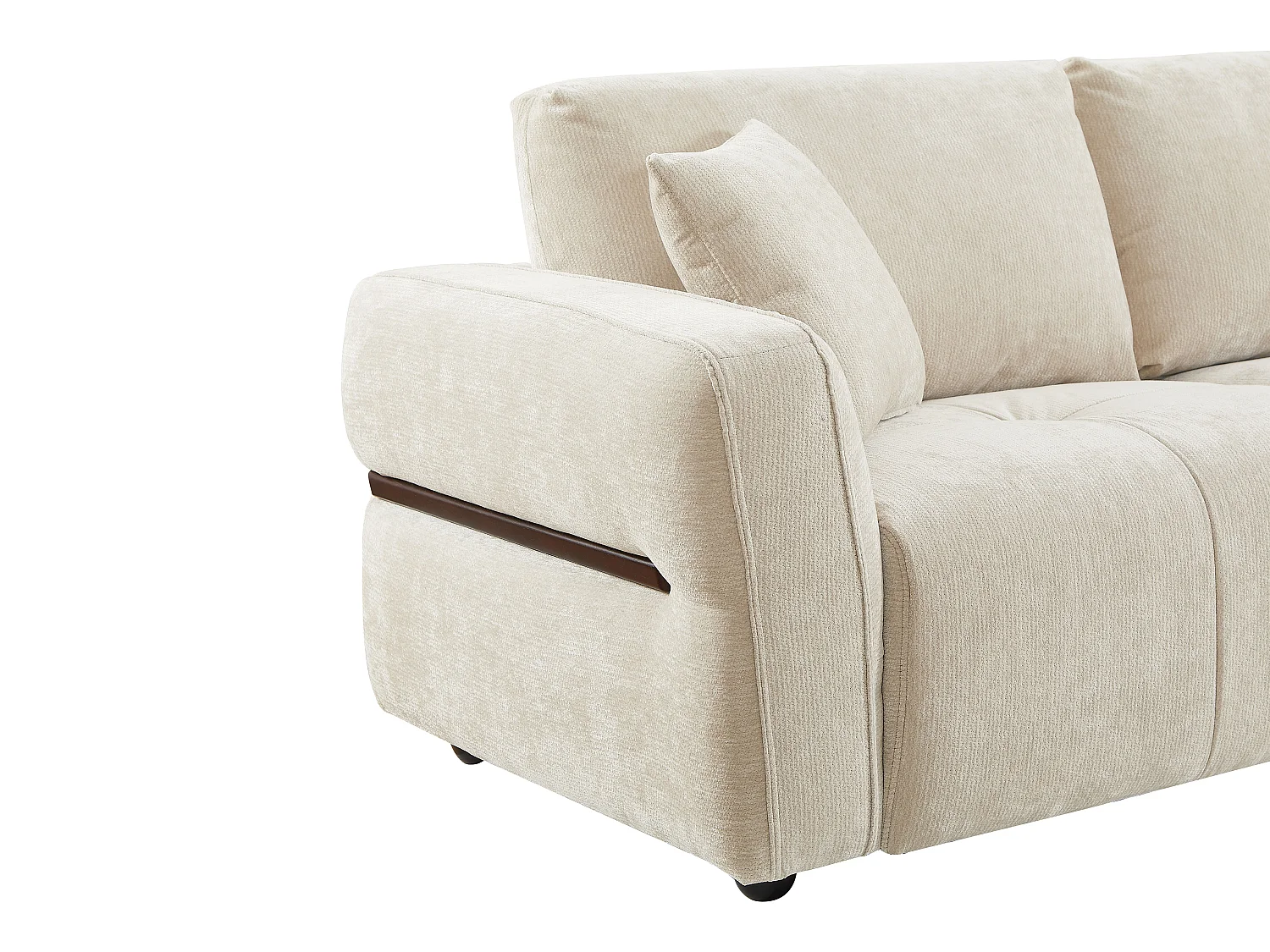 Canapé d'angle droit en tissu texturé beige GOSALO de Maison Céphy