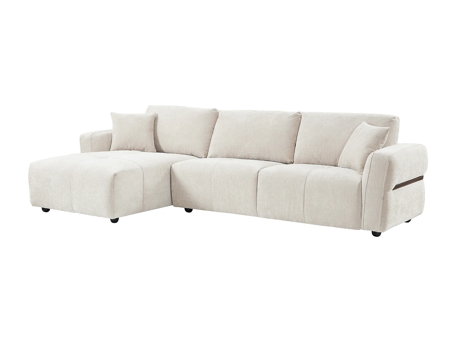 Canapé d'angle gauche en tissu texturé beige GOSALO de Maison Céphy