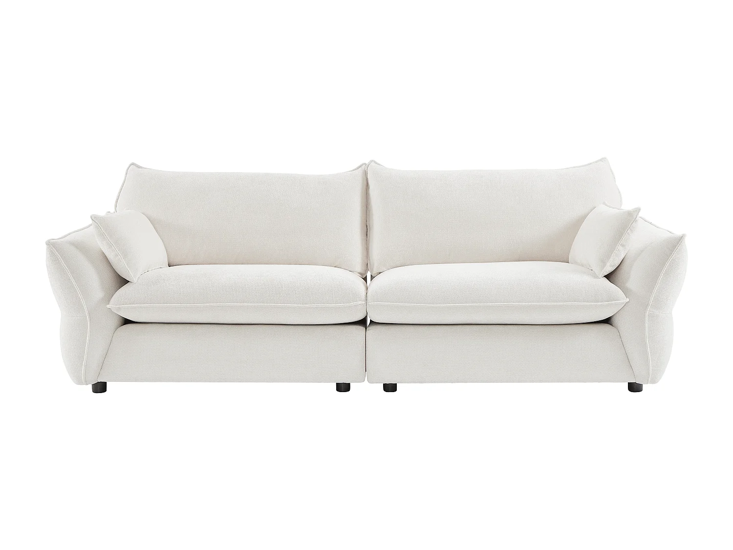 Canapé 3 places en tissu chenille blanc ivoire ZOMILO de Maison Céphy