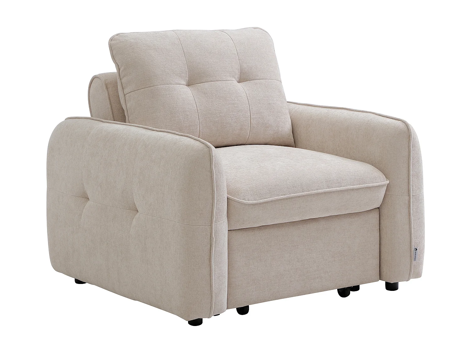 Fauteuil convertible en tissu texturé beige POBAVA