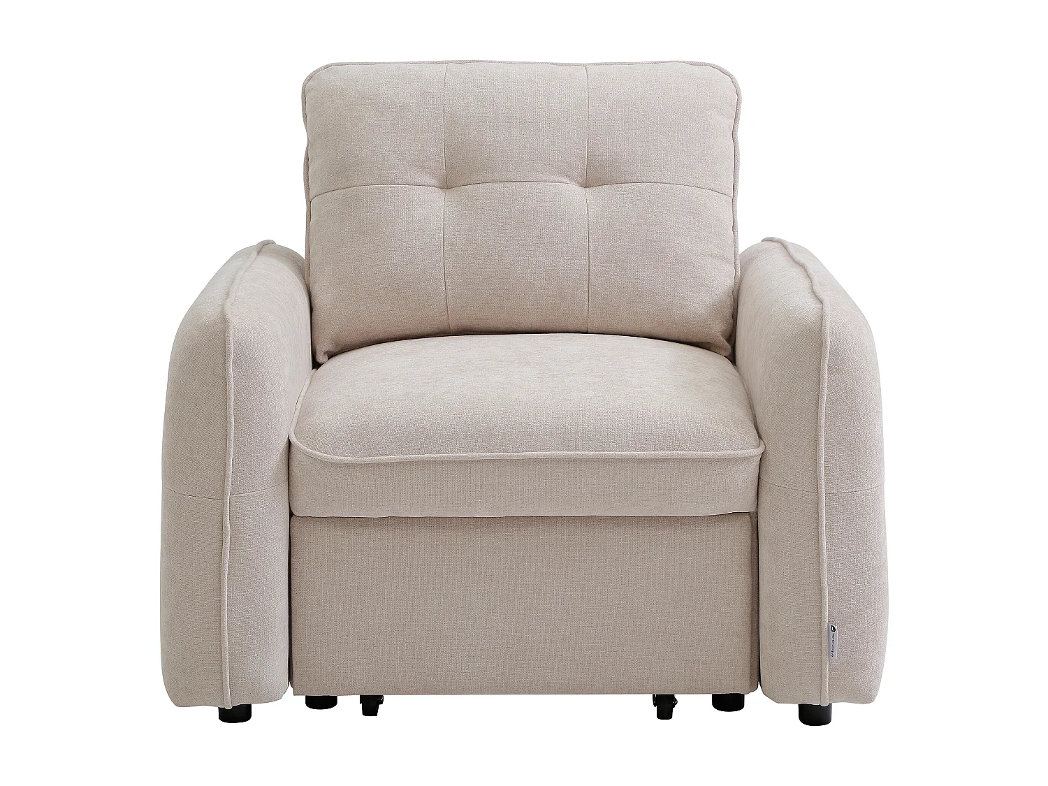 Fauteuil convertible en tissu texturé beige POBAVA