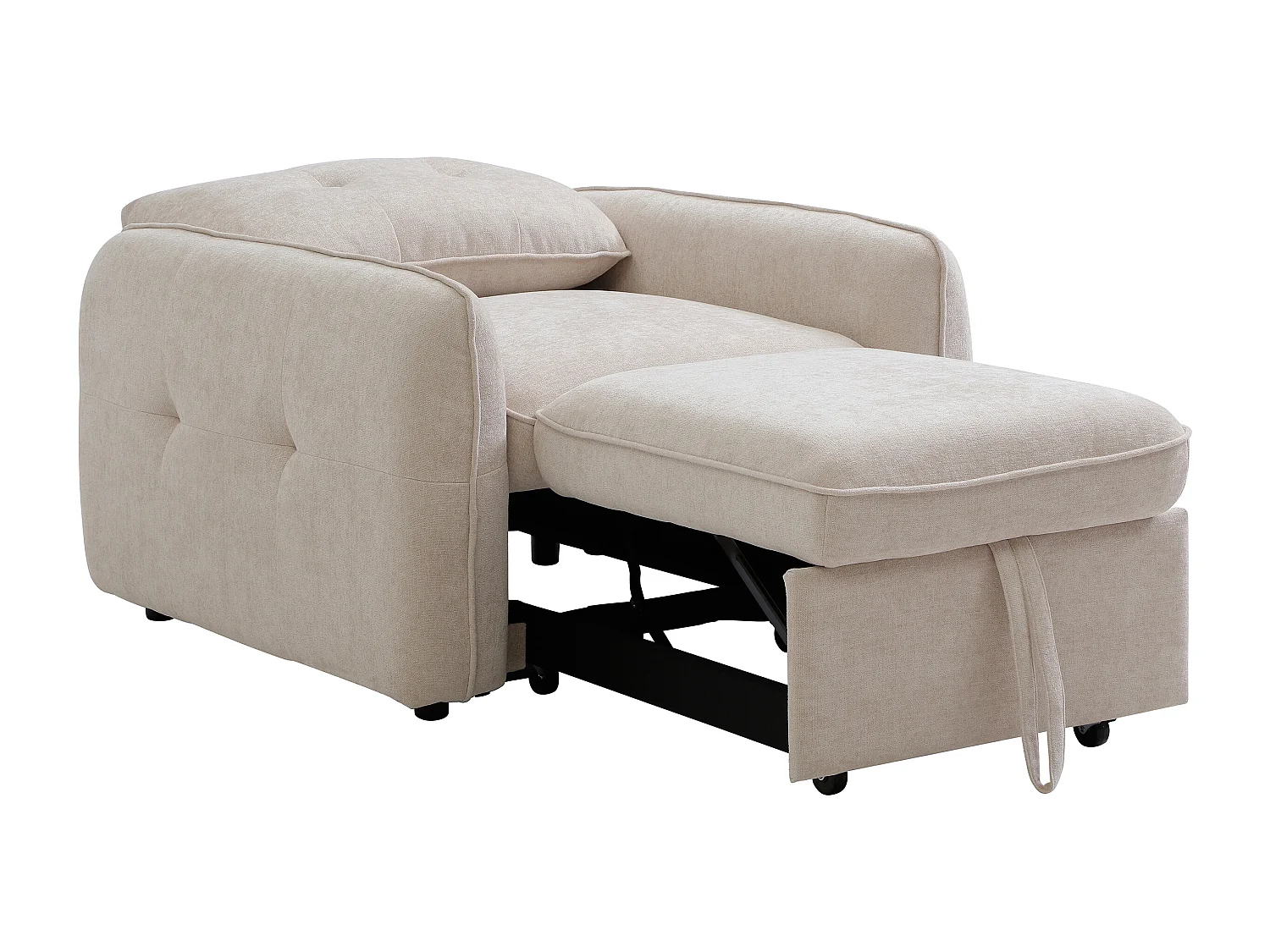 Fauteuil convertible en tissu texturé beige POBAVA