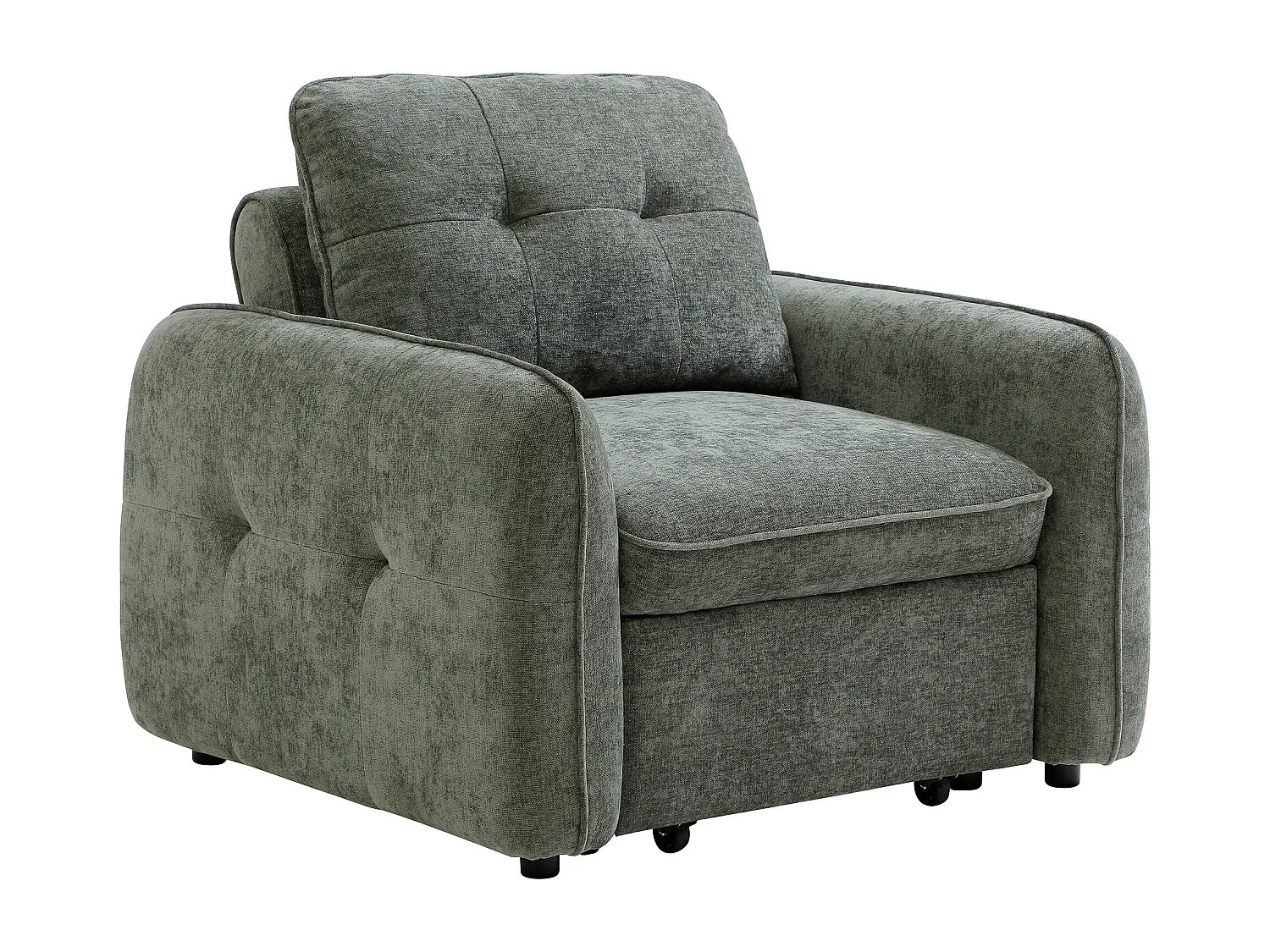 Fauteuil convertible en tissu texturé vert POBAVA