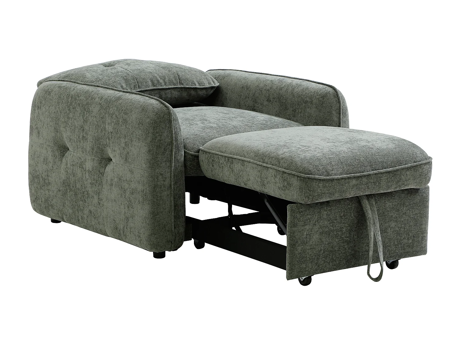 Fauteuil convertible en tissu texturé vert POBAVA