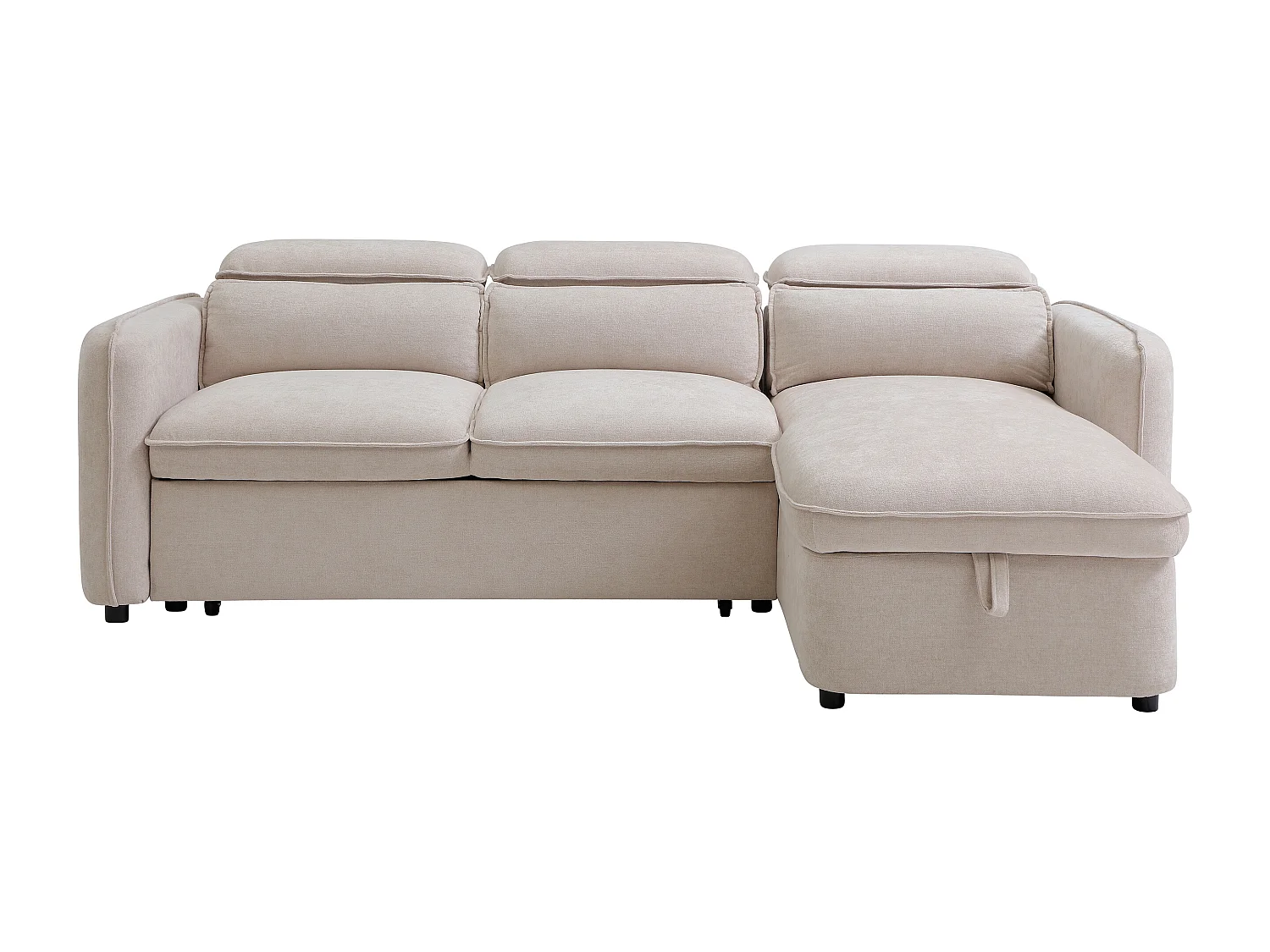 Canapé d'angle convertible et réversible en tissu beige MANUKO