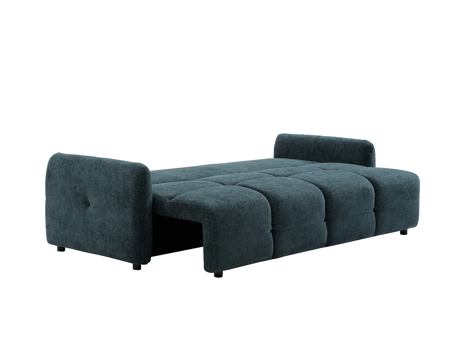 Canapé 3 places convertible en tissu texturé bleu canard ZAREMI