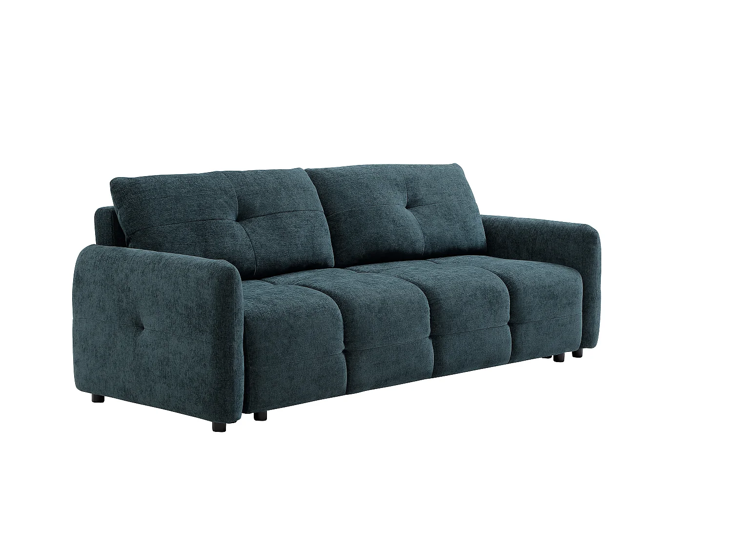 Canapé 3 places convertible en tissu texturé bleu canard ZAREMI