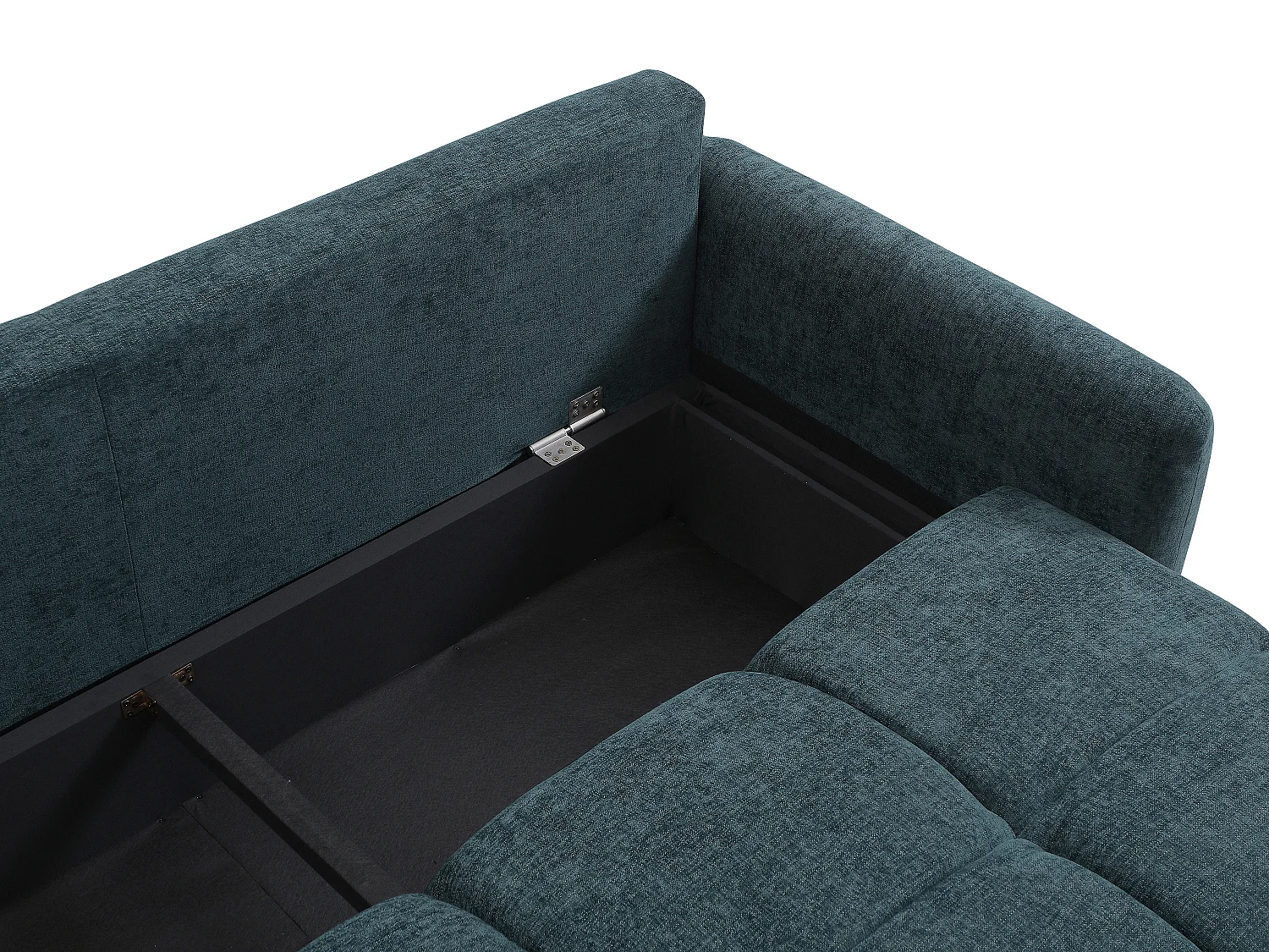 Canapé 3 places convertible en tissu texturé bleu canard ZAREMI