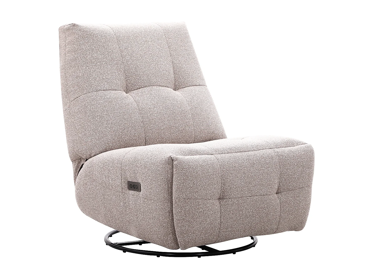 Fauteuil relax pivotant en tissu chenille beige COSADO