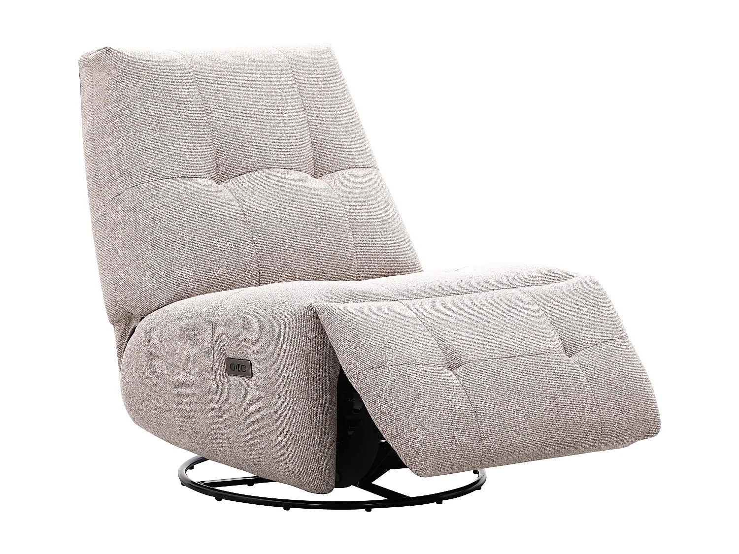 Fauteuil relax pivotant en tissu chenille beige COSADO