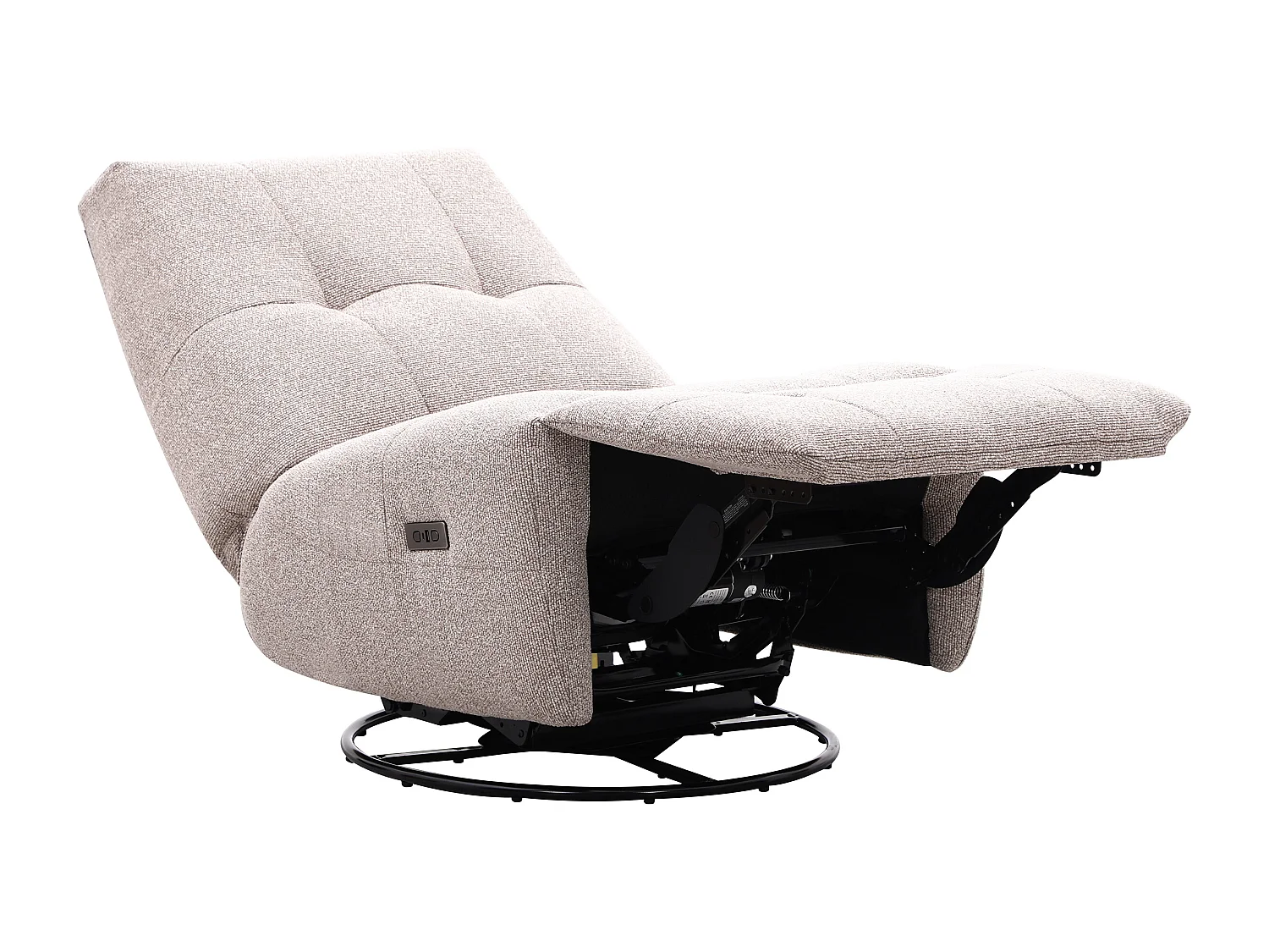 Fauteuil relax pivotant en tissu chenille beige COSADO