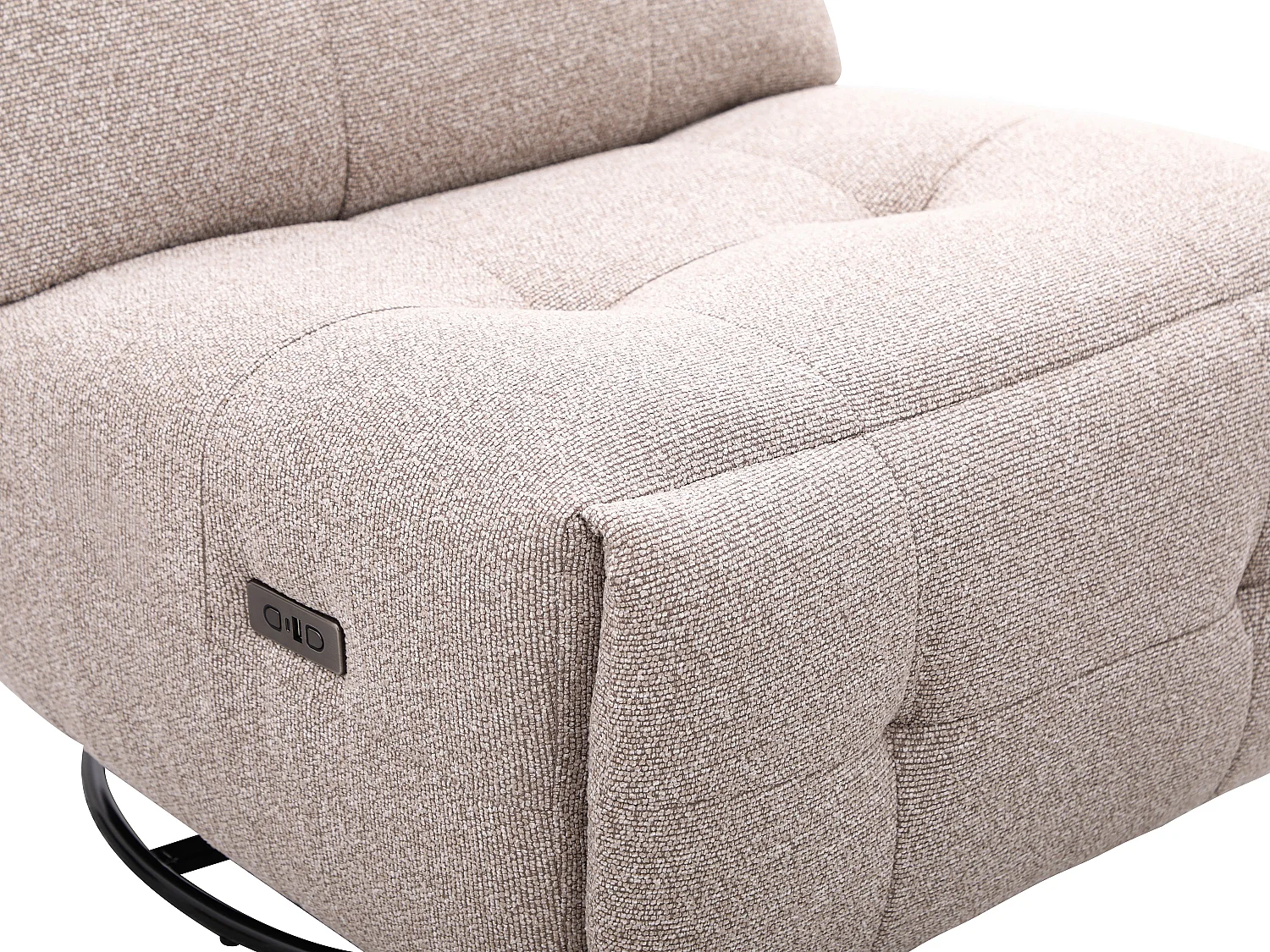 Fauteuil relax pivotant en tissu chenille beige COSADO
