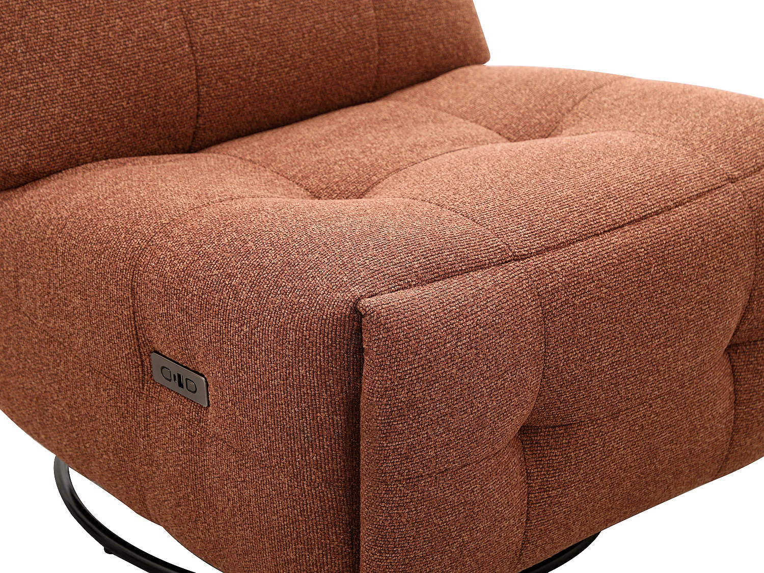 Fauteuil relax pivotant en tissu chenille terracotta COSADO