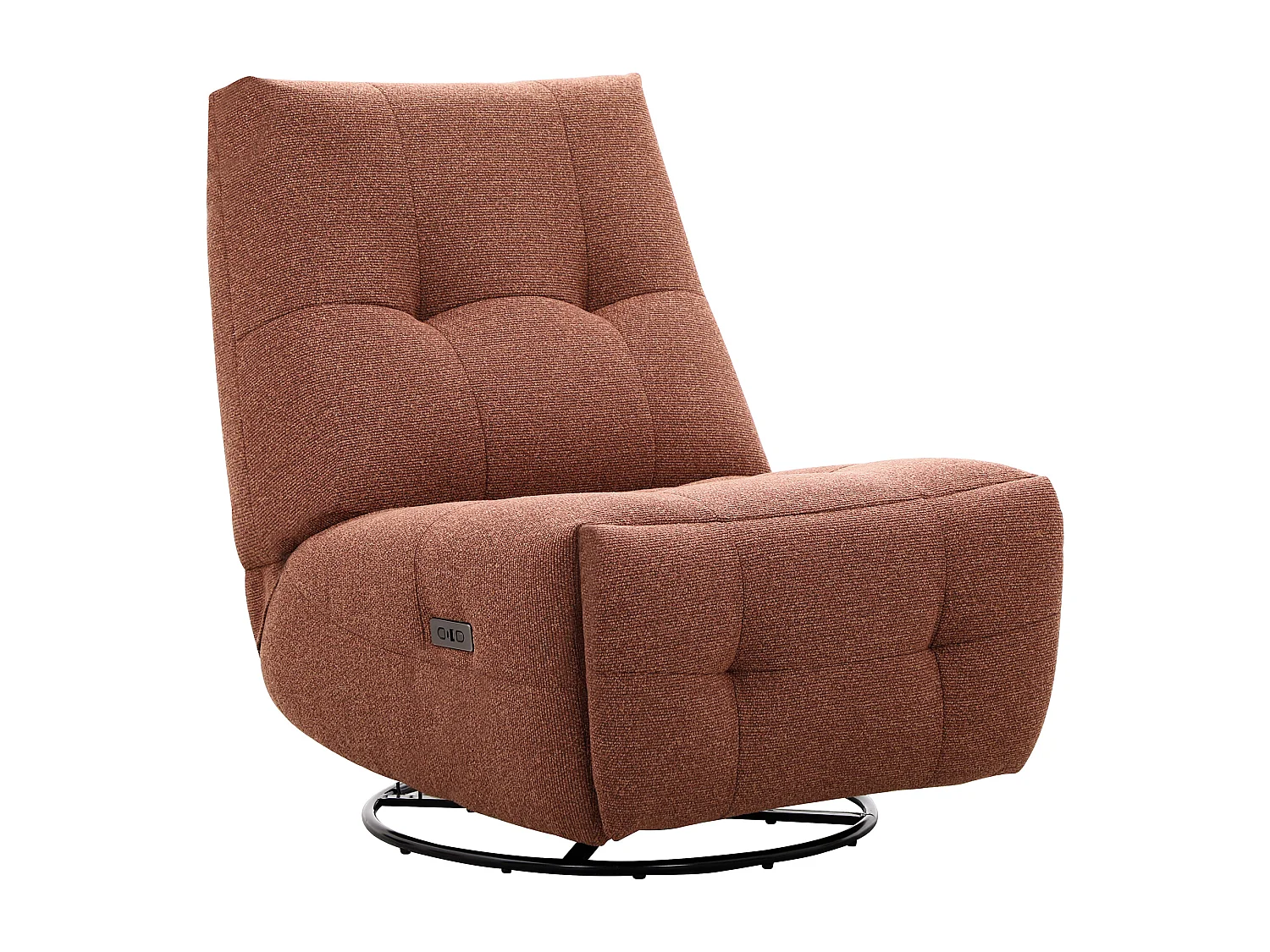 Fauteuil relax pivotant en tissu chenille terracotta COSADO
