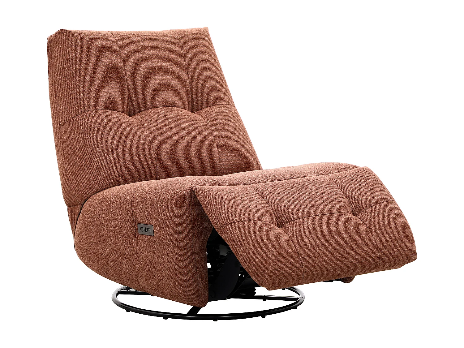 Fauteuil relax pivotant en tissu chenille terracotta COSADO