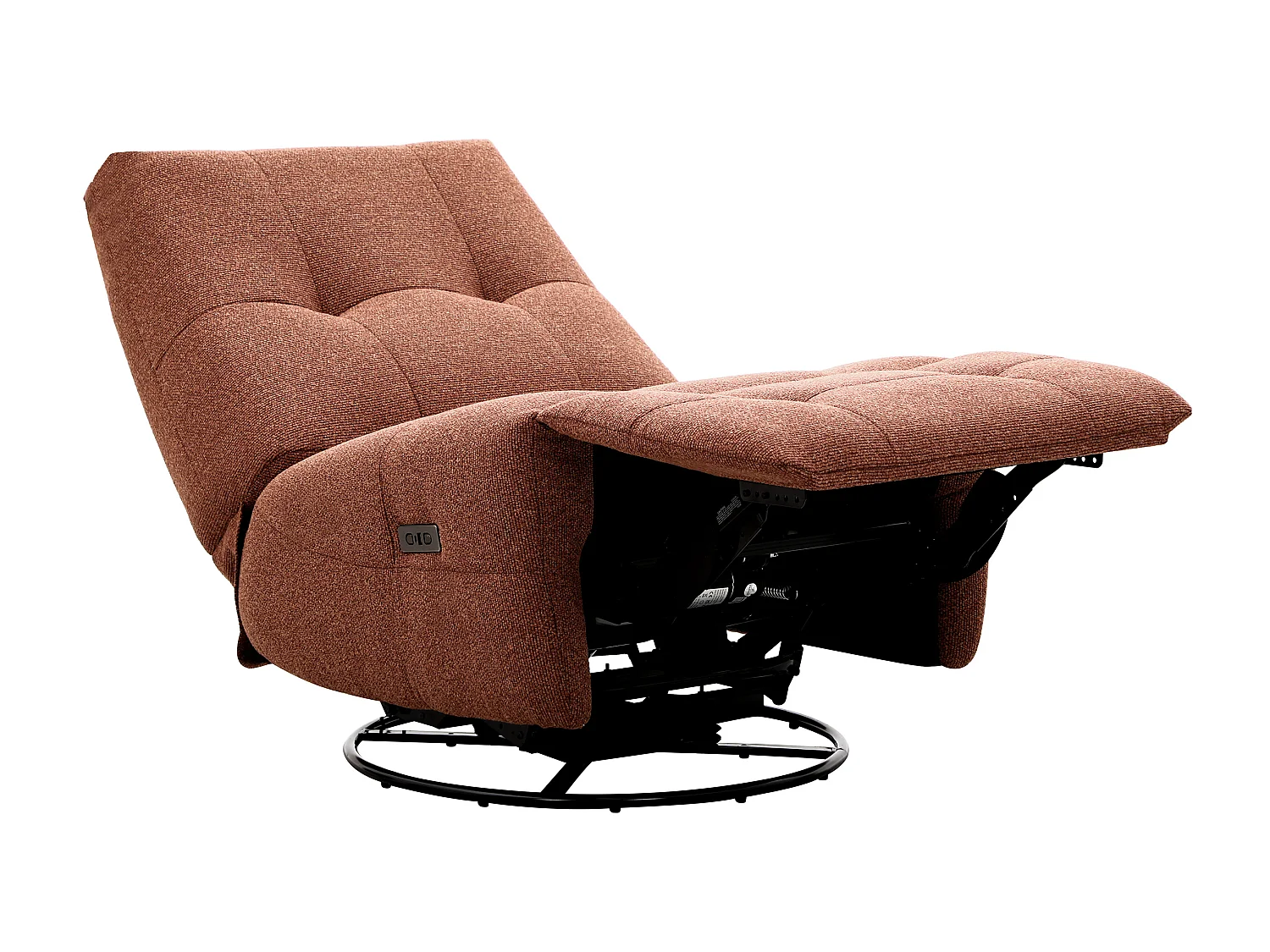 Fauteuil relax pivotant en tissu chenille terracotta COSADO
