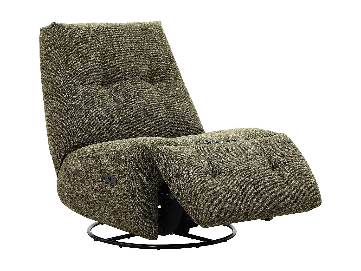 Fauteuil relax pivotant en tissu chenille vert COSADO