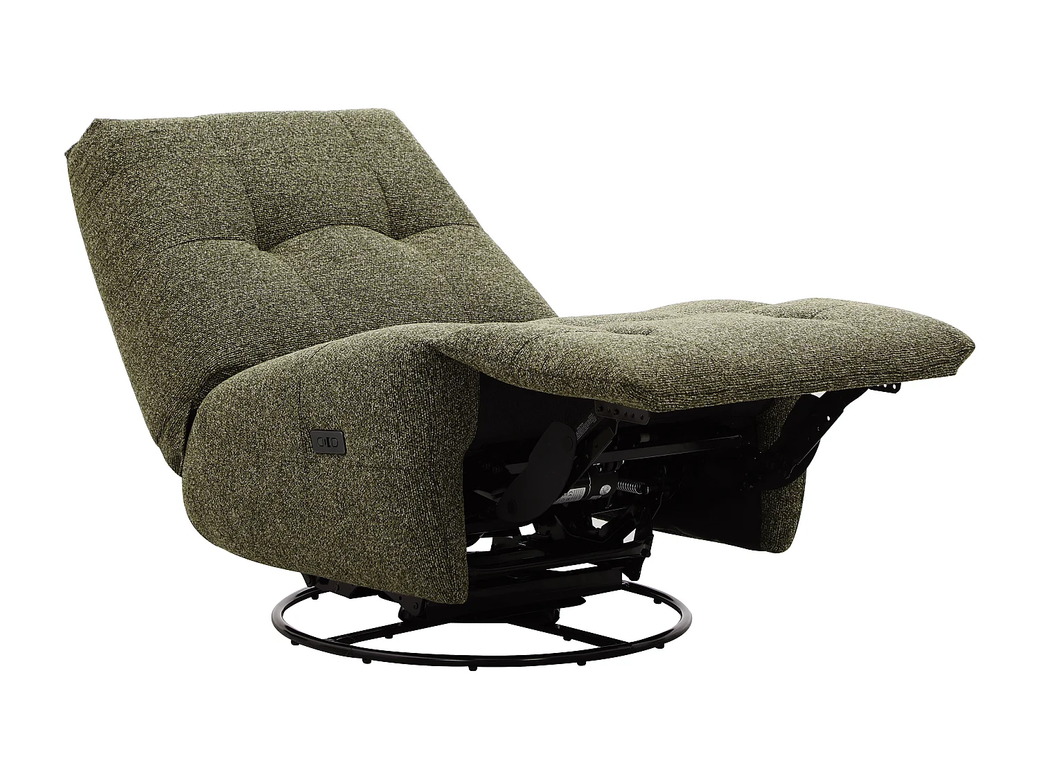 Fauteuil relax pivotant en tissu chenille vert COSADO
