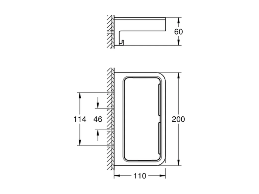 Tablette rectangle GROHE Start Cube noir mat