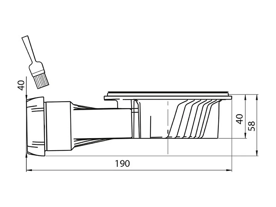 Bonde de receveur de douche sortie horizontale extra-plat WIRQUIN Slim+ D40 sans grille