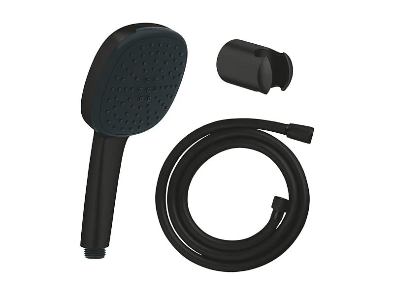 Pack douchette 2 jets GROHE Vitalio Comfort 110 noir mat + Flexible de douche VitalioFlex Trend 1750 mm et support noir mat