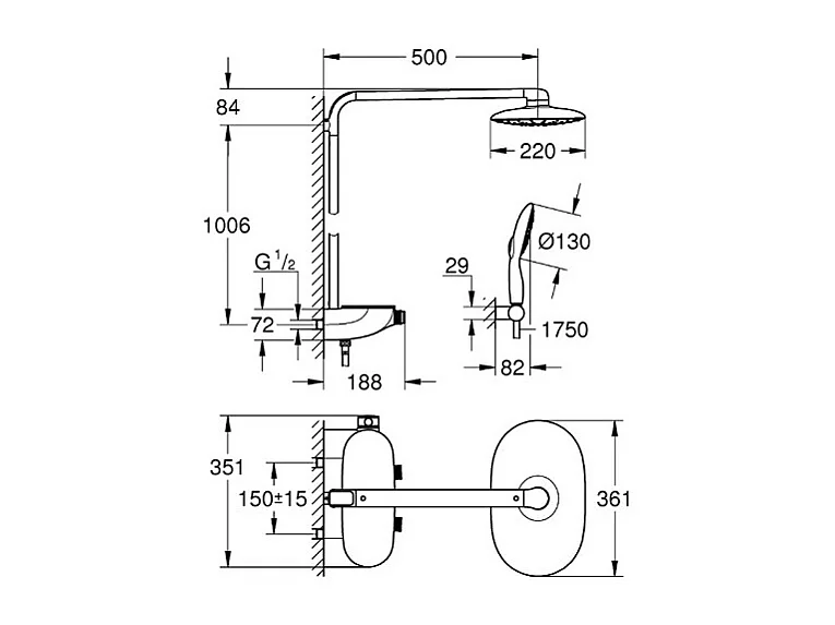 GROHE Rainshower System SmartControl 360 Mono columna de ducha termostática