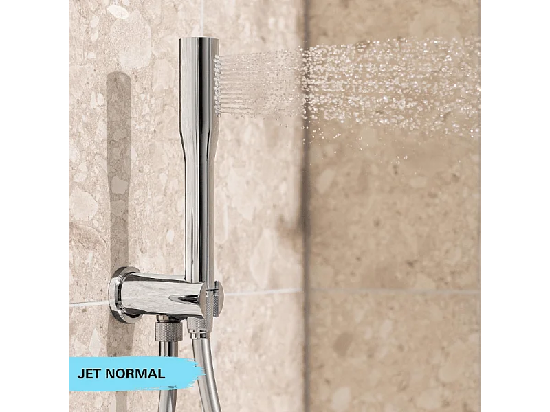 Pack douchette 1 jet GROHE Vitalio Get Stick + Flexible de douche VitalioFlex Comfort + Support mural Vitalio Universal chromé