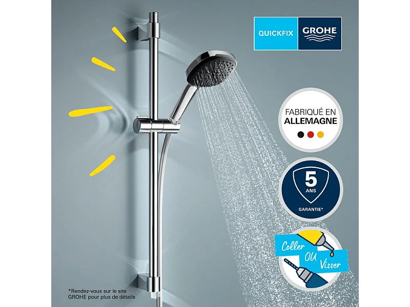 Ensemble de douche avec barre sans mitigeur 2 jets GROHE Vitalio Comfort 110 Chromé