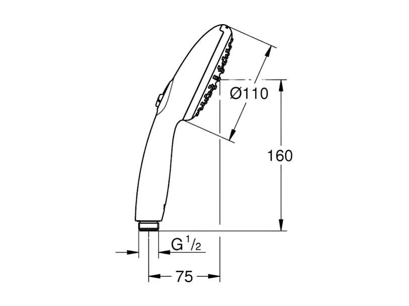 Pack douchette 2 jets GROHE Vitalio Start 110 + Flexible de douche VitalioFlex Trend 1750 mm et support noir mat