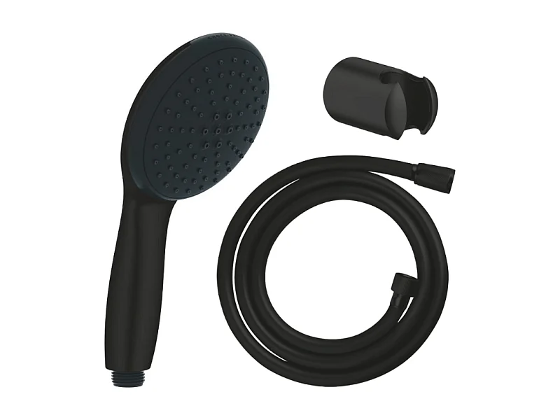 Pack douchette 2 jets GROHE Vitalio Start 110 + Flexible de douche VitalioFlex Trend 1750 mm et support noir mat