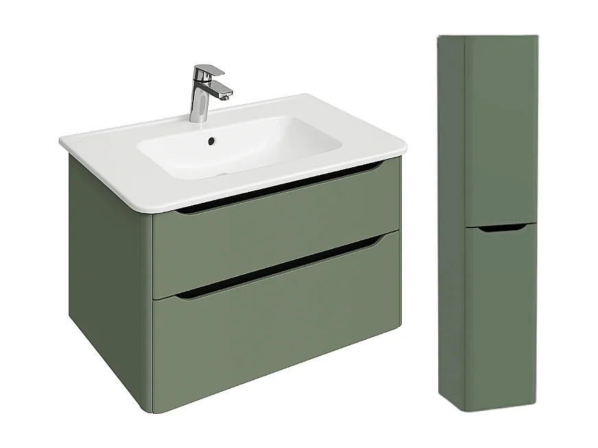 Meuble vasque suspendu VITRA Sento Round 120cm Vert mat + Colonne version droite