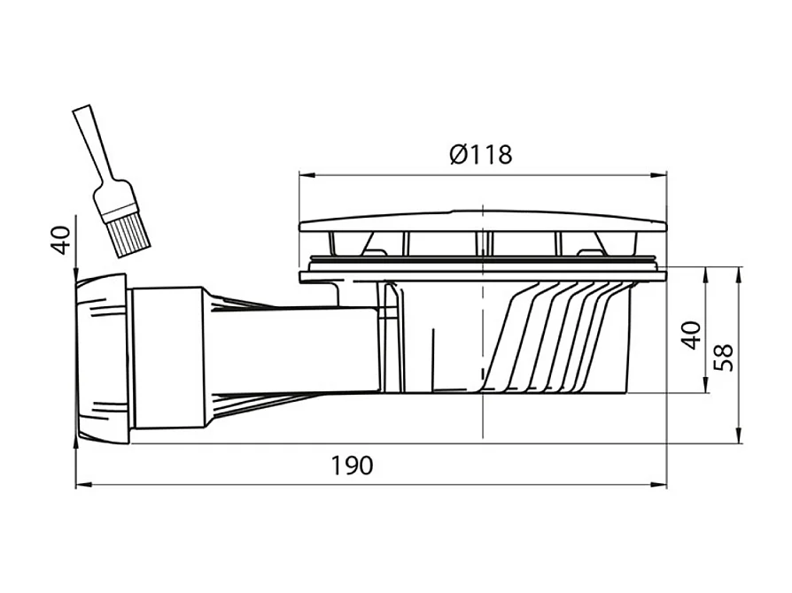 Bonde receveur de douche extraplat WIRQUIN Slim+ D40 dôme métal