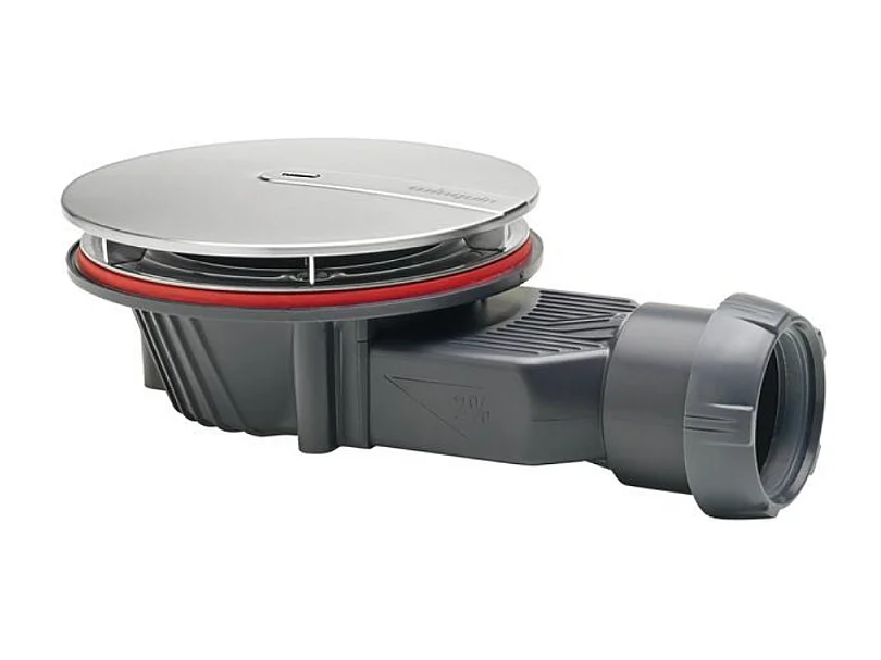 Bonde de receveur de douche sortie horizontale extra-plat WIRQUIN Slim+ D40 dôme métal