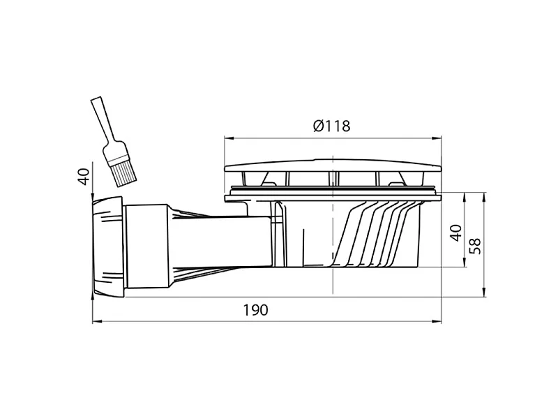 Bonde de douche extra-plate WIRQUIN Slim+ D90 dôme métal chromé