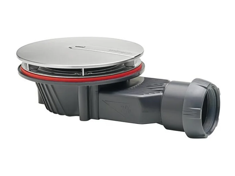 Bonde de receveur de douche sortie horizontale extra-plat WIRQUIN Slim+ D40 dôme métal