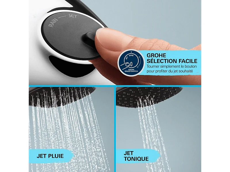 Pack douchette 2 jets GROHE Vitalio Start 110 + Flexible de douche VitalioFlex Comfort 1750 et support
