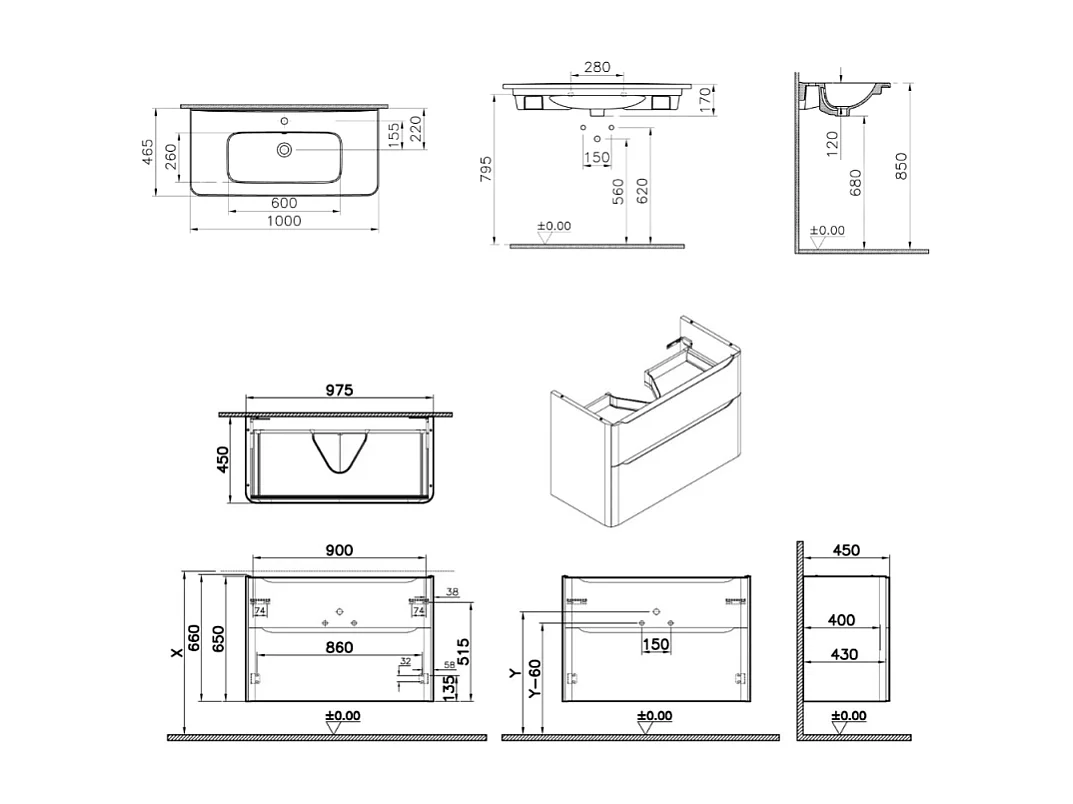 Meuble vasque suspendu VITRA Sento Round 100cm Terracotta mat + Colonne version droite