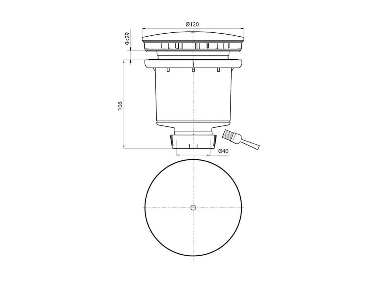 Bonde receveur de douche WIRQUIN Tourbillon D90 dôme chromé