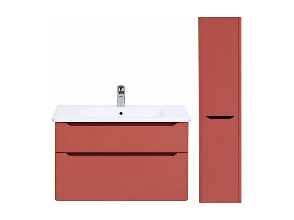 Meuble vasque suspendu VITRA Sento Round 120cm Terracotta mat + Colonne version droite