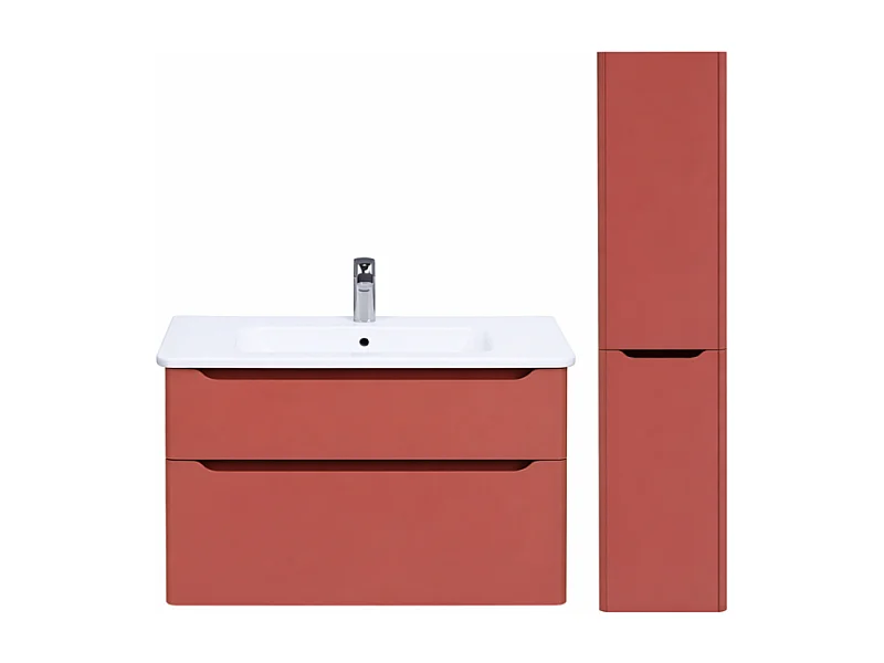 Meuble vasque suspendu VITRA Sento Round 120cm Terracotta mat + Colonne version droite