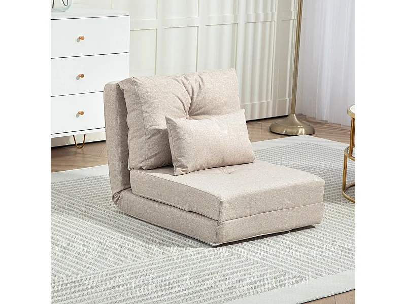 Fauteuil convertible chauffeuse inclinable - coussin inclus - tissu beige
