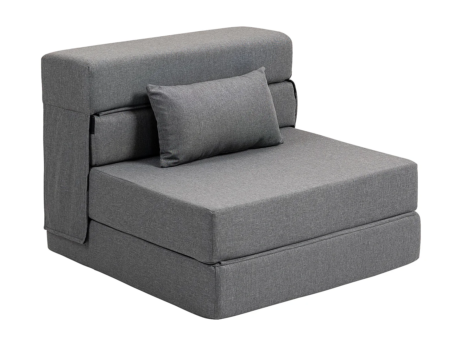 Chauffeuse futon grand confort avec coussin tissu toucher lin gris