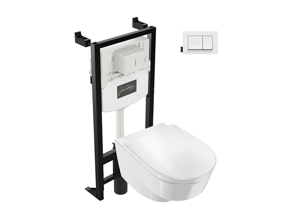 Pack WC suspendu sans bride JACOB DELAFON Odéon Rive Gauche + bâti support + plaque avec abattant standard