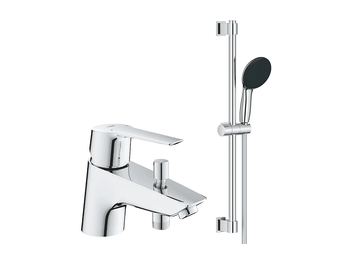 Pack mitigeur bain douche monotrou GROHE Start 2021 Quickfix + Ensemble de douche 2 jets GROHE Vitalio Start 110 chromé