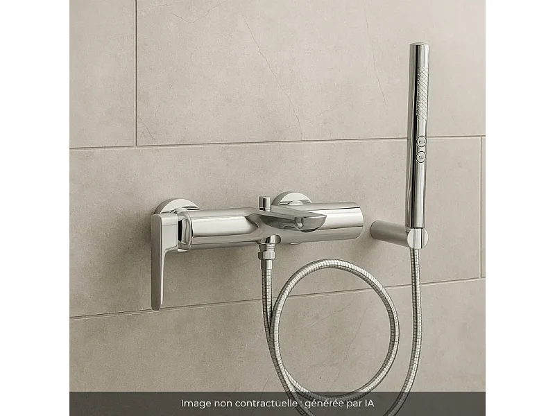 Pack mitigeur bain douche JACOB DELAFON Aléo+ + douchette Shift+ ronde + flexible à écrou 175 cm