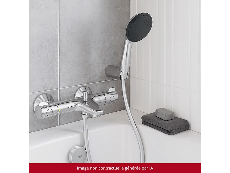 Pack mitigeur thermostatique GROHE Grotherm 800 + Douchette 2 jets GROHE Vitalio Start 110 + Flexible1750 mm et support