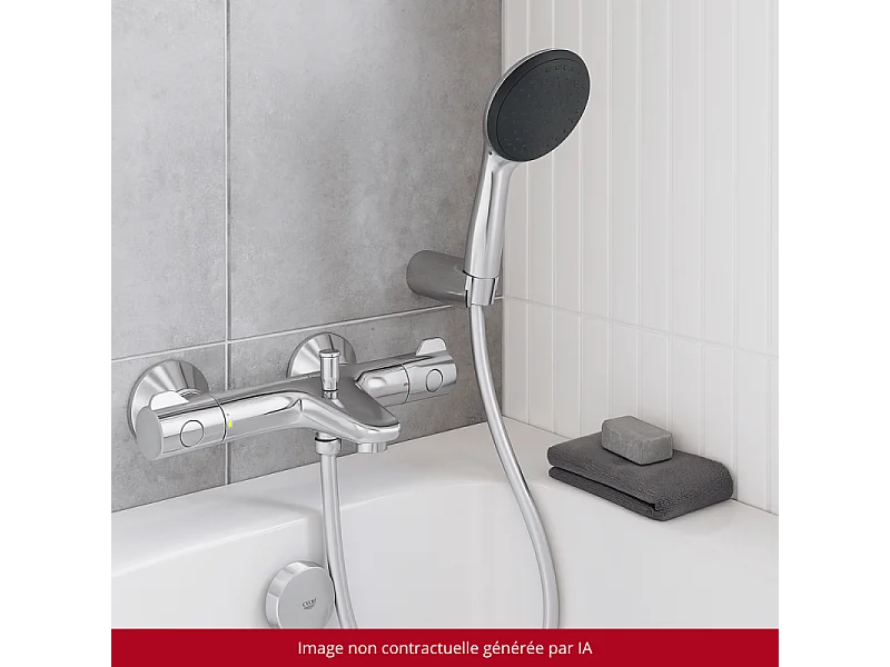 Pack mitigeur thermostatique GROHE Grotherm 800 + Douchette 2 jets GROHE Vitalio Start 110 + Flexible1750 mm et support